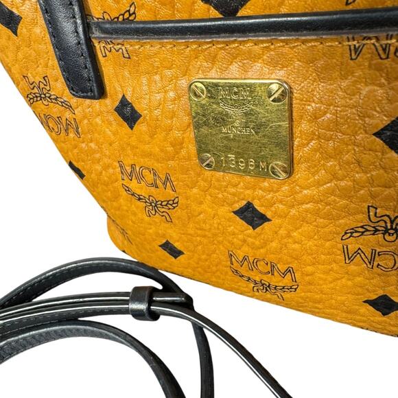 MCM Anya Zip Top Leather Mini Shopper Crossbody Handbag - Picture 10 of 14